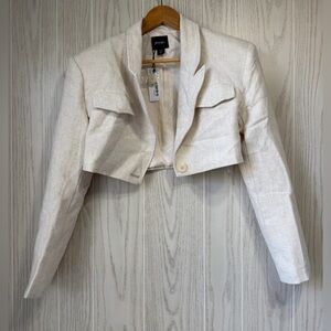 Nasty Gal Cream Cropped Blazer Jacket Size US 6 NWT